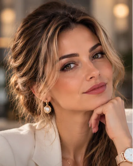 Portrait of Kaya Drestan, smiling, her chin resting on her hand.
